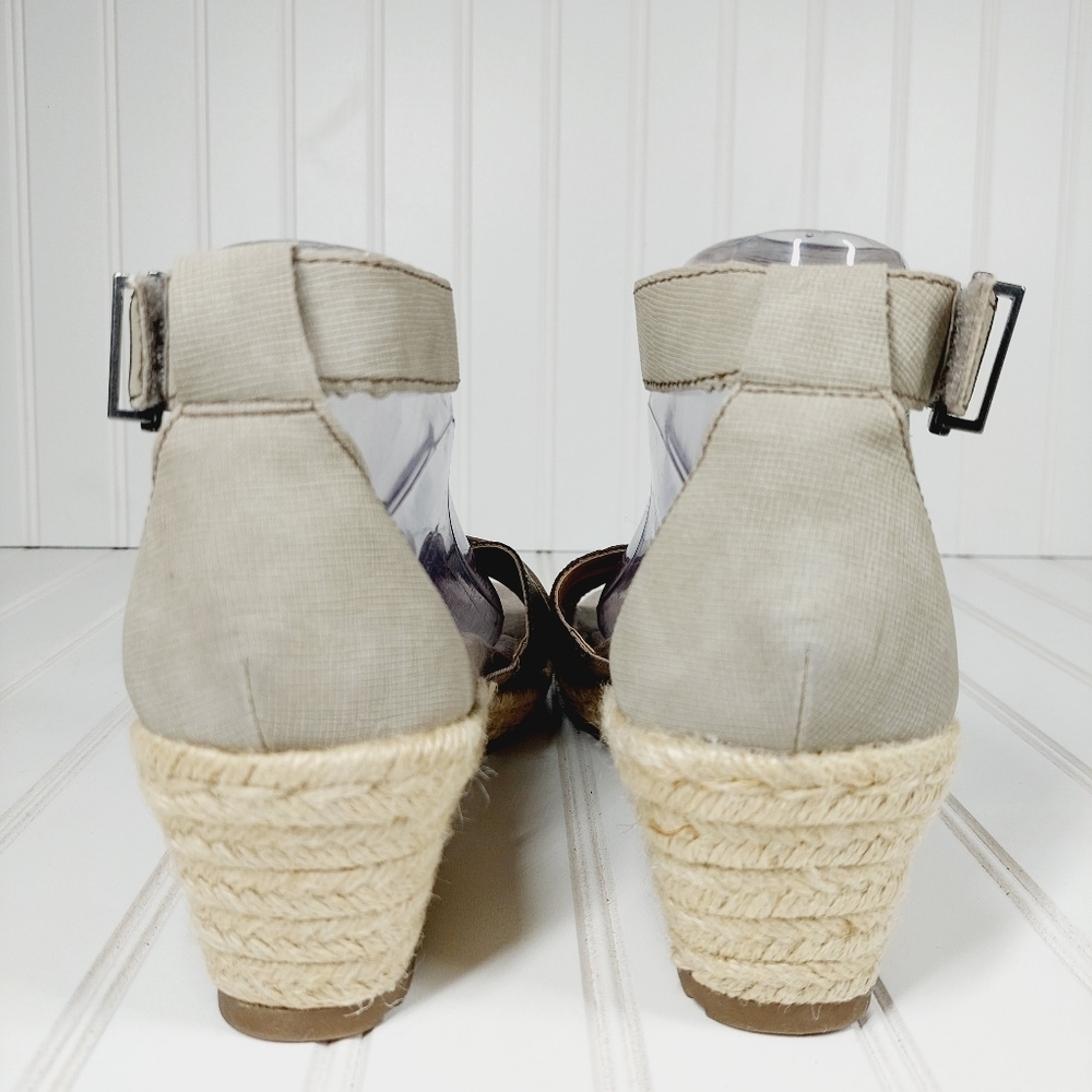Earth Origins Naples Natasha Platinum Leather Espadrille Wedge Sandals D144 - Picture 7 of 15